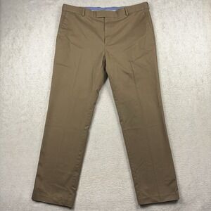 Charles Tyrwhitt Pants Men's 40x32 Brown Pleated Dress 100% Cotton Workwear